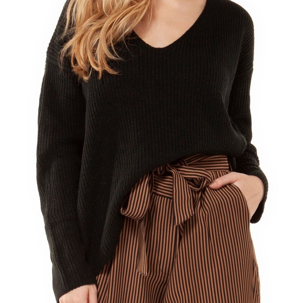 NWT black sweater with open back